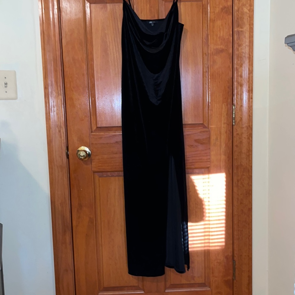 Long black velvet dress